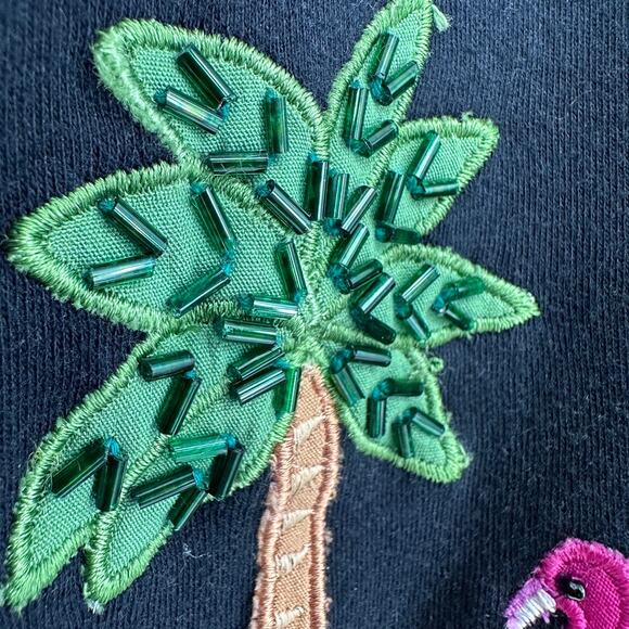 Michael Simon Cardigan Sweater MEDIUM Embroidered Beaded Palm Tree Flamingo - Picture 7 of 10